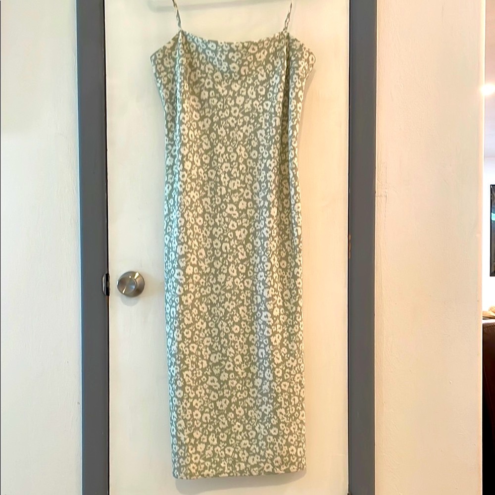 Floral Green Spaghetti Strap Dress
